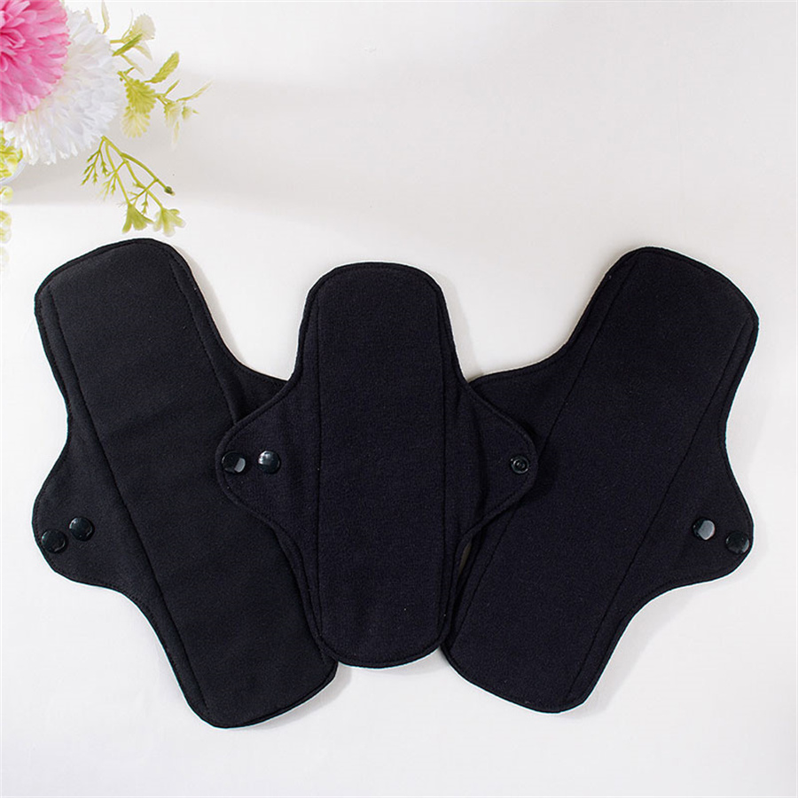 5枚セット 洗える黒色の純綿布製 再利用可能なサニタリーパッ - Cloth Pad Reusable のレビューと価格